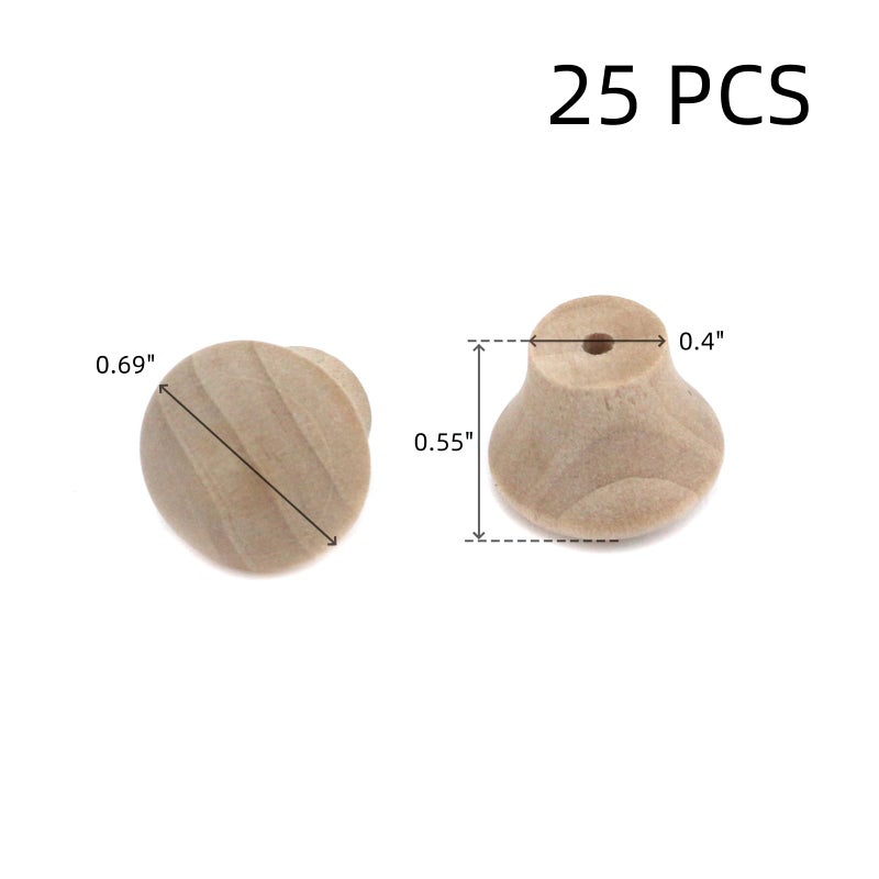 HNGSON 25Pcs Mini Handle Knobs Wood Drawer Knob Cabinet Hardware Unfinished Furniture Door Pull Knobs 0.69""  0.55"" - Image 2